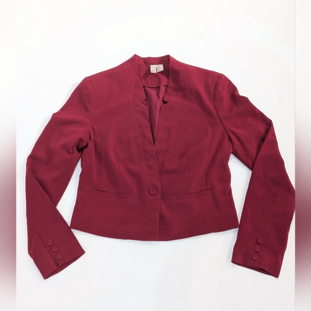 Forever 21 Red Cropped Blazer Tailored Fit